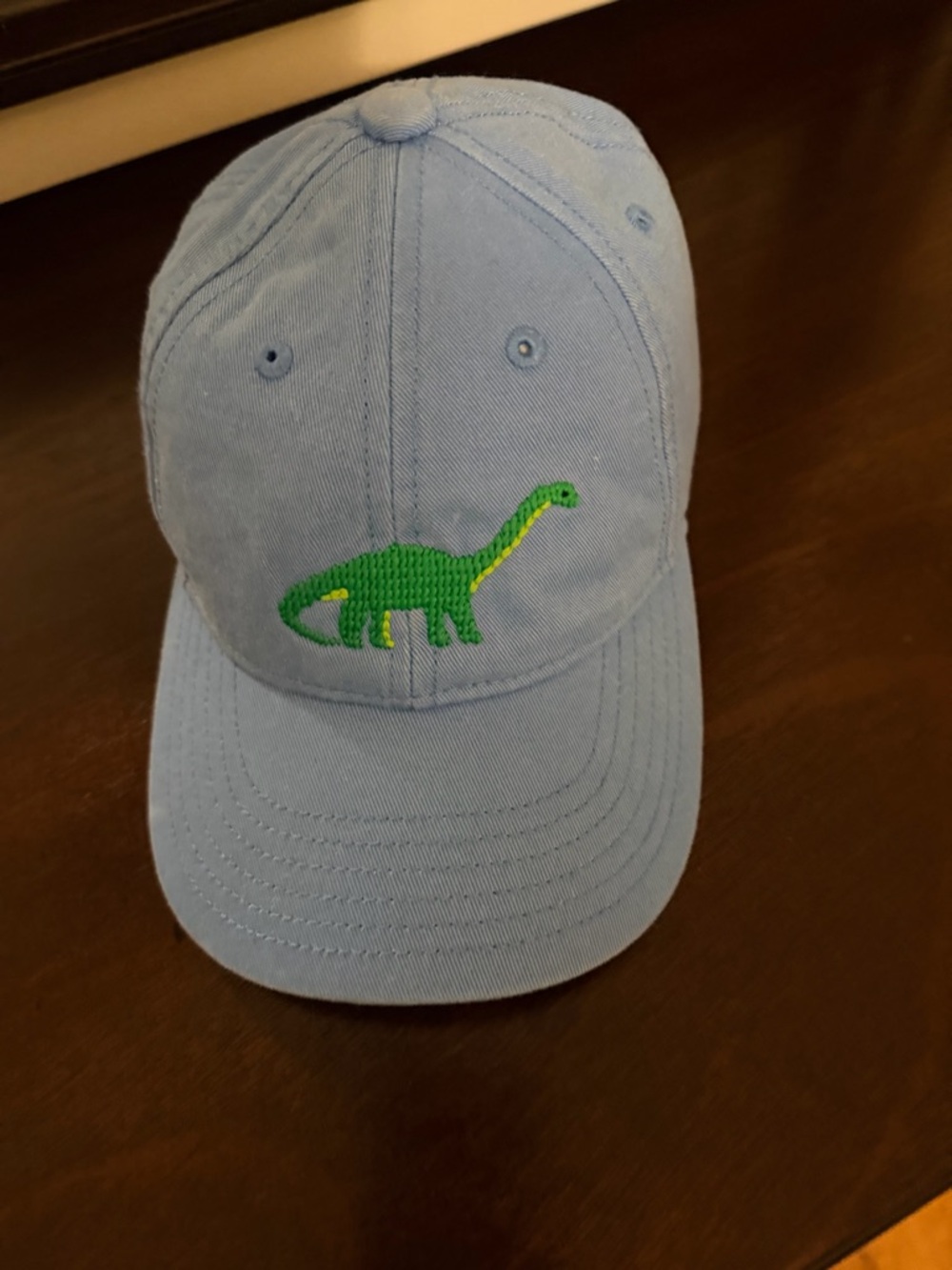 Harding Lane Blue Kids Baseball Cap with Green Dinosaur Embroidery